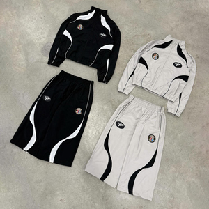 Custom Winter Hooded Reflective Windbreaker Tracksuit Set Loose Fit <b>Polyester</b> <b>Jogger</b> Streetwear Sportswear Plus Size Fit - Product Image 2