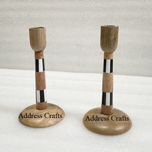 Polished Rustic Wood and Resin Candle <b>Sticks</b> Candle Holder for Wedding & Christmas Decor Wood Lanterns & Candle Jars Stand" - Product Image 1