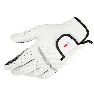 Guantes de golf de cuero genuino, color blanco, transpirables, con cierre de gancho y bucle, ropa deportiva unisex - Product Image 5
