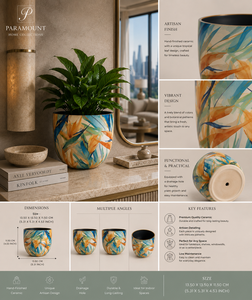 Unique Design Metal Indoor Round Planter <b>Sticker</b> Enamel Planter Pot for Home & Garden Decoration Handmade Customized - Product Image 5