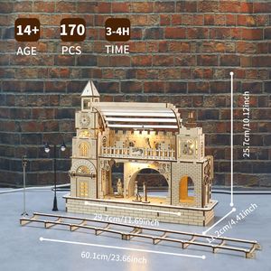 Rompecabezas 3D de Madera, Modelo de Estación de Tren, Kits de Herramientas para Construir, Manualidades Hechas a Mano, Regalo de Navidad Único - Product Image 1