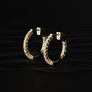 0.70 TCW Round Moissanite Inside Out Hoop <b>Earrings</b> 14K Gold Shared Prong Hinged Hoops VVS Moissanite 925 <b>Silver</b> Jewelry Gift - Product Image 3