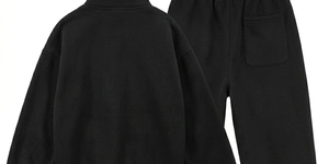Conjunto Deportivo Unisex Negro, Sudadera con Cierre de Cremallera y Pantalones Jogger con Cordón, Color Sólido, Estilo Casual Otoñal - Product Image 5