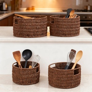 Set of 3 Round Seagrass <b>Baskets</b> with Convenient Handles Handmade <b>Storage</b> <b>Basket</b> Wholesale eco-friendly Made in Vietnam - Product Image 2