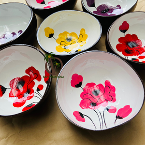 Bol en coquille de noix de coco peint Acai Decor Bowl Laque colorée fabriquée au Vietnam pour la décoration de la maison ou des vacances - Product Image 2