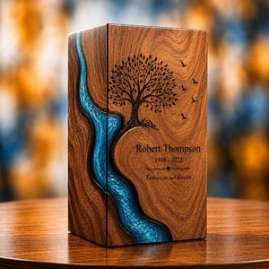 Personalized American Style Eco-Friendly Durable Wooden Cremation Urn <b>Box</b> for Human Ashes Handmade Tree Life <b>Memorial</b> Keepsake - Product Image 6
