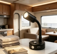 Lampe de lecture LED RV 12V DC à intensité variable, lampe murale tactile à col de cygne flexible avec ports USB A+C
