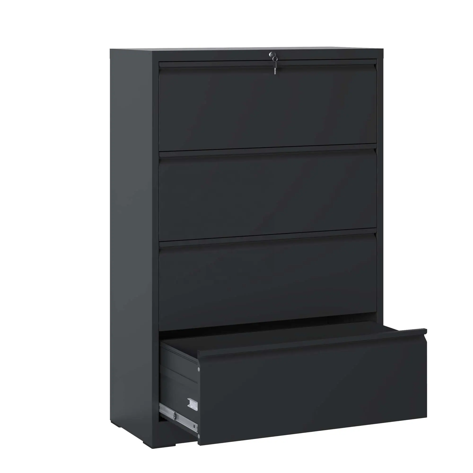 Gratis pengiriman 4 laci kabinet berkas Lateral logam dengan kunci lemari File dapat dikunci untuk rumah kantor