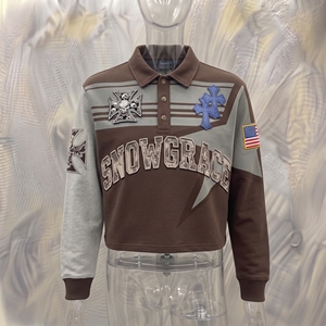 เสื้อโปโลแขนยาวลายทาง Snowgrace ปกคอปก ทรงปกติสำหรับผู้ใหญ่ ยูนิเซ็กซ์ ปักโลโก้ด้านหน้า ใส่ได้ทุกฤดู - Product Image 3