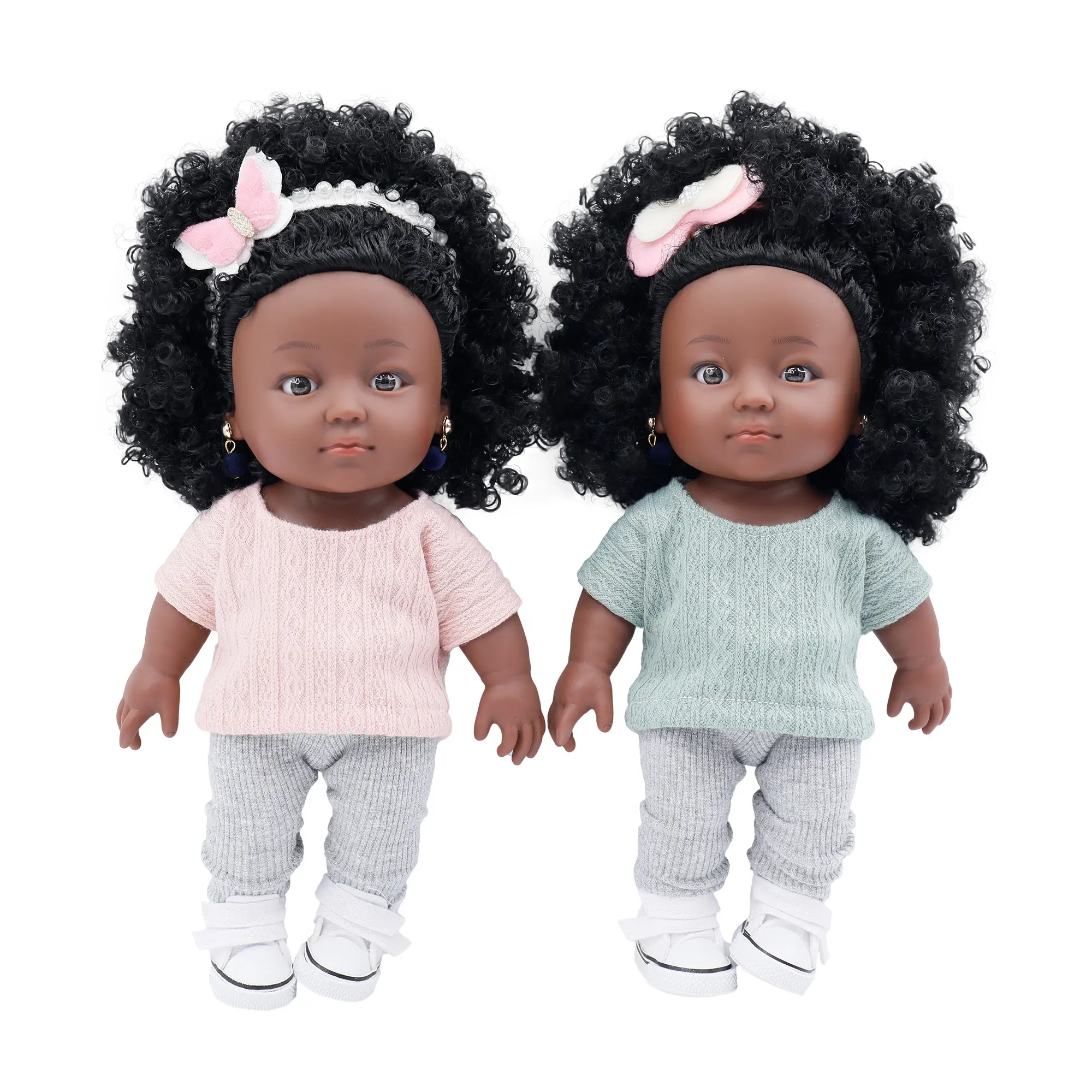 Tusalmo 25CM Black Doll Realistic Fashion Doll Clothes Gift Black Baby Dolls For Kids