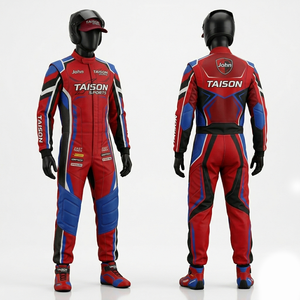 Traje de Karting Premium de Poliéster Cordura de 320 GSM, Diseño de Paneles Azul, Rojo y Negro, Transpirable, Ajuste Elástico, Logotipo Personalizado por Sublimación - Product Image 5