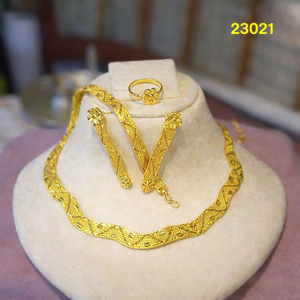 24K <b>Gold</b> Plated Vintage Dubai Jewelry <b>Set</b> Earrings Necklace <b>Bangles</b> Combs Brooches Brass Material India Daily Life - Product Image 6