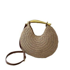 Bolso Pequeño de Mano con Cierre, para Vacaciones en la Playa, Diseño Inspirado en Paja Tailandesa, Poliéster 31 - Product Image 1