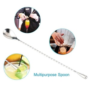 Cuillère à bar en acier inoxydable torsadée de luxe, outil de mélange de cocktails haut de gamme, accessoire élégant pour bar d'hôtellerie - Product Image 5