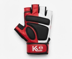 Guantes de Fitness Ligeros K de Medio Dedo, 0.5 kg, Rojos y Blancos, de Malla y Neopreno, con Correa Ajustable para la Muñeca, para Levantamiento de Pesas, Entrenamiento en Gimnasio, Unisex - Product Image 1