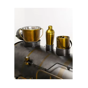 2025 Vintage Locomotive Engine Themed Cocktail Station With Detailed Paneling For Rustic Home <b>Bar</b> Or Lounge Entertainment Area - Product Image 3