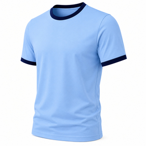 เสื้อยืดเจอร์ซีย์ผ้าฝ้าย 100% หนานุ่ม แต่งขอบยางยืดตัดกัน เสื้อลำลอง สกรีนโลโก้ได้ เสื้อยืดเปล่าคุณภาพพรีเมียม เสื้อยืดผู้ชาย - Product Image 4