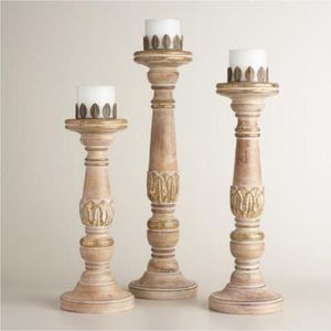 Vintage Hand Carved Wooden <b>Candle</b> Holder <b>Set</b> Shabby Chic Pillar <b>Candle</b> Stand for Home Wedding Decoration Table <b>Candle</b> PIllar - Product Image 1