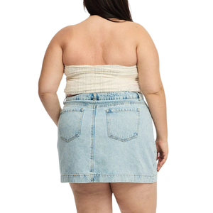 Jupe en jean pour femmes grande taille personnalisable, vente en gros de tissu, échantillon gratuit, meilleure qualité - Product Image 4