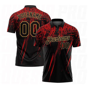 High Quality Customization High Neck <b>Polo</b> <b>Shirt</b> Men’s <b>Plain</b> Custom Logo Golf <b>Polo</b> <b>Shirt</b> Lapel T-<b>Shirt</b> Men & Women <b>Black</b> & Red - Product Image 1