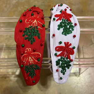 New Stylish Mistletoe <b>Headband</b> for Women and Girls Red White Padded Holiday Rhinestone Hairbands Party Wear & Festive accessorie - Product Image 1