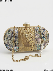 Designer Handmade Premium Quality Golden Brass Mother of Pearl <b>Wedding</b> Evening Clutch <b>Bag</b> for Ladies on Sale at Low Prices - Product Image 2