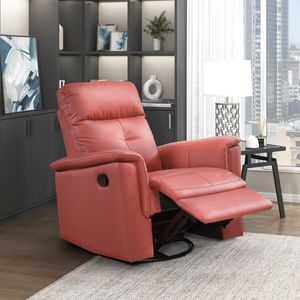 Poltrona Reclinabile Girevole di Lusso in Pelle Rossa con Funzione Glider e Caratteristiche Comfort per Arredamento Soggiorno - Product Image 1