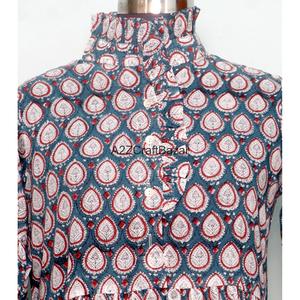 Vestido Maxi Holgado de Manga Corta con Cuello en V, 100% Algodón Hecho a Mano, Transpirable, Estilo Casual Y2K, Dulce, Ecológico, Floral y Natural para Mujer - Product Image 2