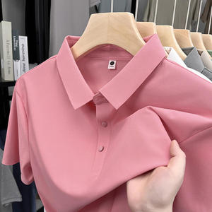 T-shirt d'été pour homme en soie glacée de haute qualité, sans repassage, sans coutures, couleur unie, style décontracté chic - Product Image 3