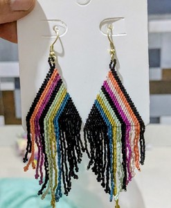 Bohemian Tassel Drop Miyuki <b>Earrings</b> Womens Red <b>Black</b> White Beaded Fringe Statement Jewelry Fashion <b>Dangle</b> <b>Earrings</b> - Product Image 4