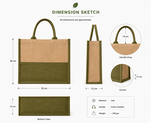 Custom Dual Color Jute Tote Bag Eco Friendly Reusable Beach Wedding Shopping Grocery Carry Cotton Handle Laminated <b>Handbag</b> - Product Image 2