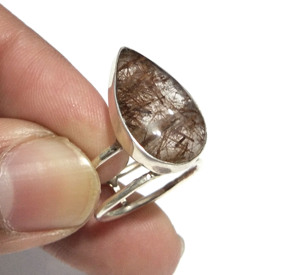 Natural Rutilated Quartz Gemstone 925 Sterling Silver Handmade Water Drop Trendy Statement Ring Wholesale Jewelry Gift <b>for</b> <b>Women</b> - Product Image 3