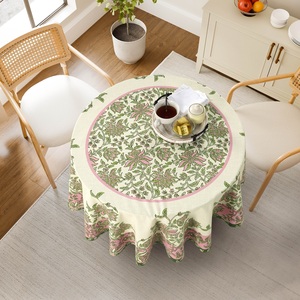 <b>Tablecloth</b> 100% Cotton High GSM Floral Table Cover Washable Decorative Linen for Home Camping Outdoor Picnic Dining Table - Product Image 2