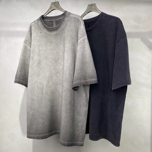 เสื้อยืดโอเวอร์ไซส์ผู้ชาย แขนสั้น สีพื้น ผ้าคอตตอนเจอร์ซีย์ ซักแล้ว คอกลม สไตล์ลำลอง - Product Image 3