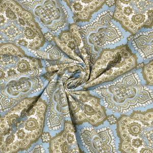Ensemble de draps en coton doux pour lit king size, bleu et or, imprimé traditionnel avec 2 taies d'oreiller pour un usage quotidien - Product Image 5