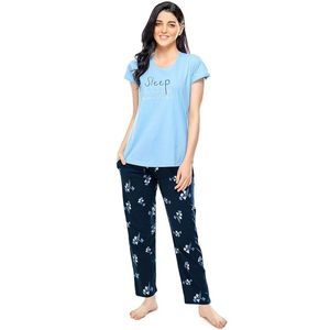 Women's Cotton Floral Printed Relaxed Night Suit Set of Top & <b>Pyjama</b> - Product Image 1