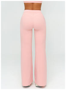 กางเกงขากว้างบุขนแกะสำหรับผู้หญิงเอวสูงสีบล็อกกิ้งทรงหลวมสบายๆ - Product Image 3