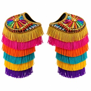 Epaulette Marching Band Shoulder <b>Boards</b> with Fringe in shoulder Vintage Style Marching Band Embroidered Sew-On Fring - Product Image 6