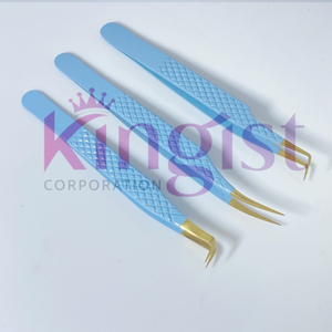 Ensemble de pinces à cils en acier inoxydable gris de haute qualité pour extensions de cils, précision et perfection sans effort - Product Image 5