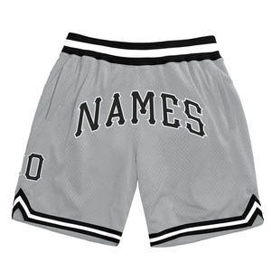 Shorts de basketball personnalisés style rétro, shorts de basketball blancs, gris et noirs, shorts de basketball en mesh noir - Product Image 4