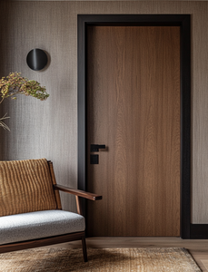 Porte en MDF moulé résistant à l'eau avec surface finie en noyer noir polymère pour maison, bureau, villa, hôtel - Product Image 5