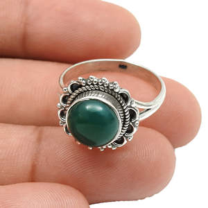 Handmade 925 Sterling <b>Silver</b> Gemstone <b>Ring</b> Featuring Brilliant Round Cut Green Onyx Gemstone <b>Ring</b> Bezel <b>Set</b> Boho Jewelry - Product Image 4