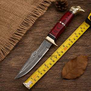 Custom Handmade Damascus Steel Hunting Knife Fixed Blade 7-inch 12-inch Red Wood Handle Eagle <b>Leather</b> Sheath Stainless Steel - Product Image 6