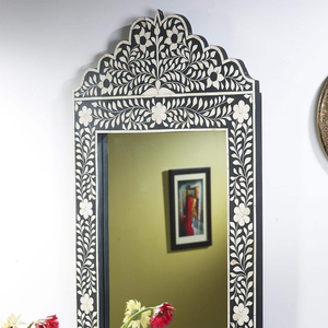 Miroir rond Art Déco en os indien, fait main, écologique, personnalisable, miroir mural décoratif - Product Image 2