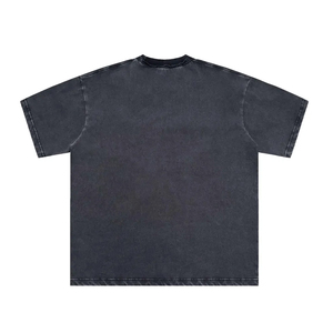 เสื้อยืดสตรีทแวร์ทรงโอเวอร์ไซส์ผ้าคอตตอนหนาน้ำหนักมาก สไตล์วินเทจฟอกสี พร้อมโลโก้ด้านหน้าและดีไซน์ทรงบ็อกซี่สำหรับผู้ชาย - Product Image 2