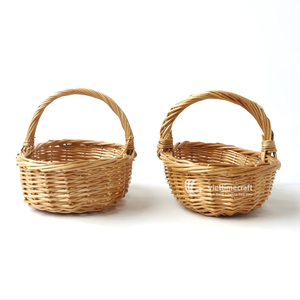 <b>Small</b> Flower Rattan <b>Basket</b> with Handle for Storage and Serving - Product Image 3