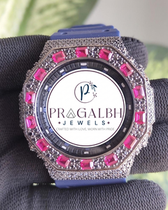 Reloj de Lujo para Hombre con Diamantes Personalizados, Cristal de Zafiro, Bisel de Rubí, Correa de Goma, Movimiento de Cuarzo MIYOTA, Ligero, Edición Limitada - Product Image 6