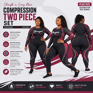 Ensemble de compression 2 pièces pour femme, manches longues, vêtements de sport, rashguard, legging imprimé, tenue de yoga, fitness, ensemble de compression 2 pièces - Product Image 5