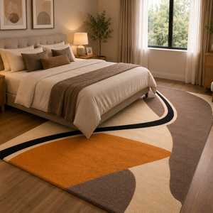 Tapis géométrique moderne en laine de Nouvelle-Zélande tufté à la main, tapis abstrait pour salon, bureau, chambre à coucher, hôtel, décoration - Product Image 4