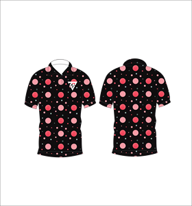 Custom Black Polo Shirt with Multicolor Polka Dot Print – Stylish Casual Short Sleeve Polo for Men - Product Image 3